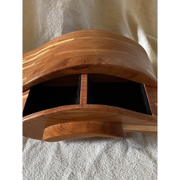 Abstract Hand made solid wood jewelry trinket box - Picture 3 of 9